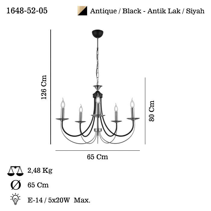 Opviq Ferra - 52-05 Candelabro de Metal en Laca Antigua